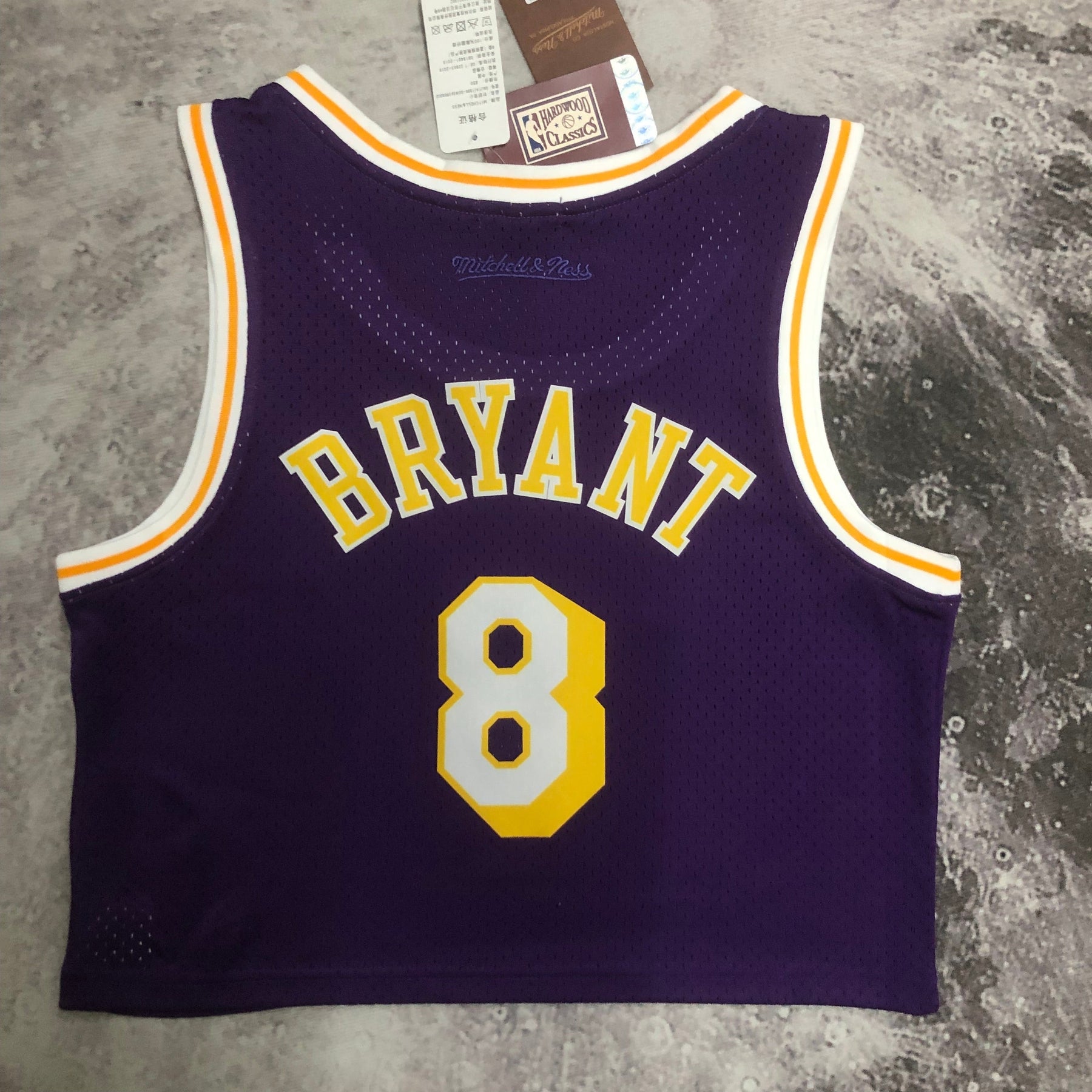Regata Cropped Kobe Bryant Los Angeles Lakers Mitchell & Ness Hardwood Classics Roxa