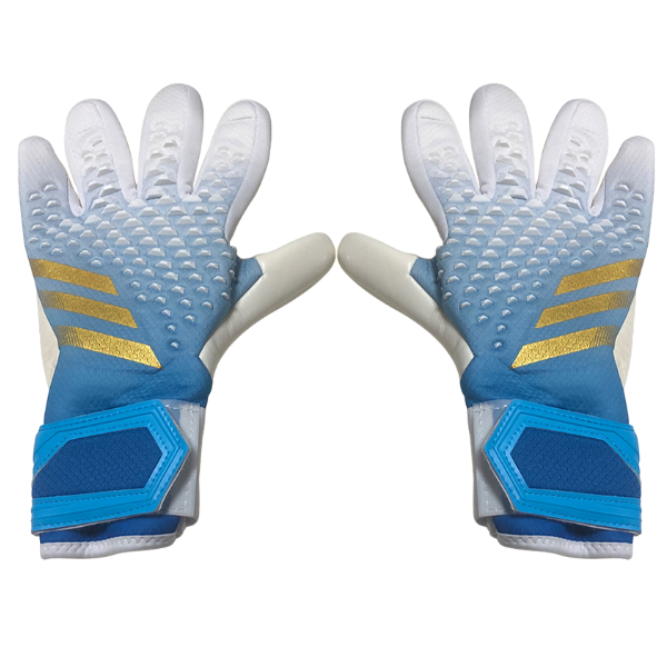 Luva de Goleiro Adidas Predator Accuracy League Branca, Azul Claro e Dourado