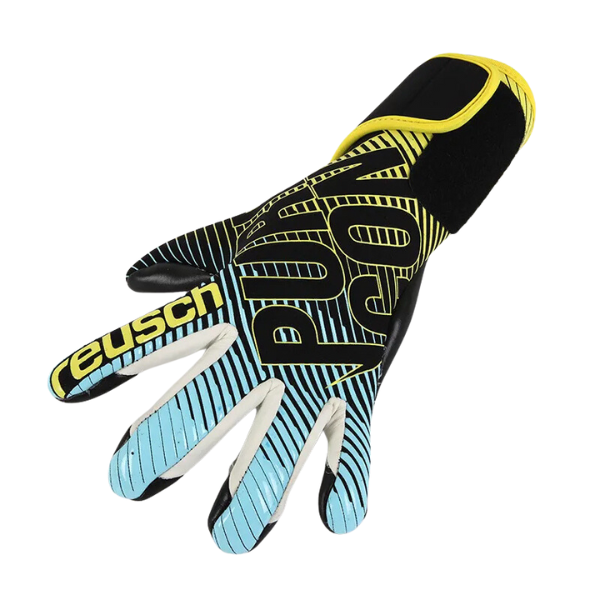Luva de Goleiro Reusch Azul Claro, Amarelo e Preto