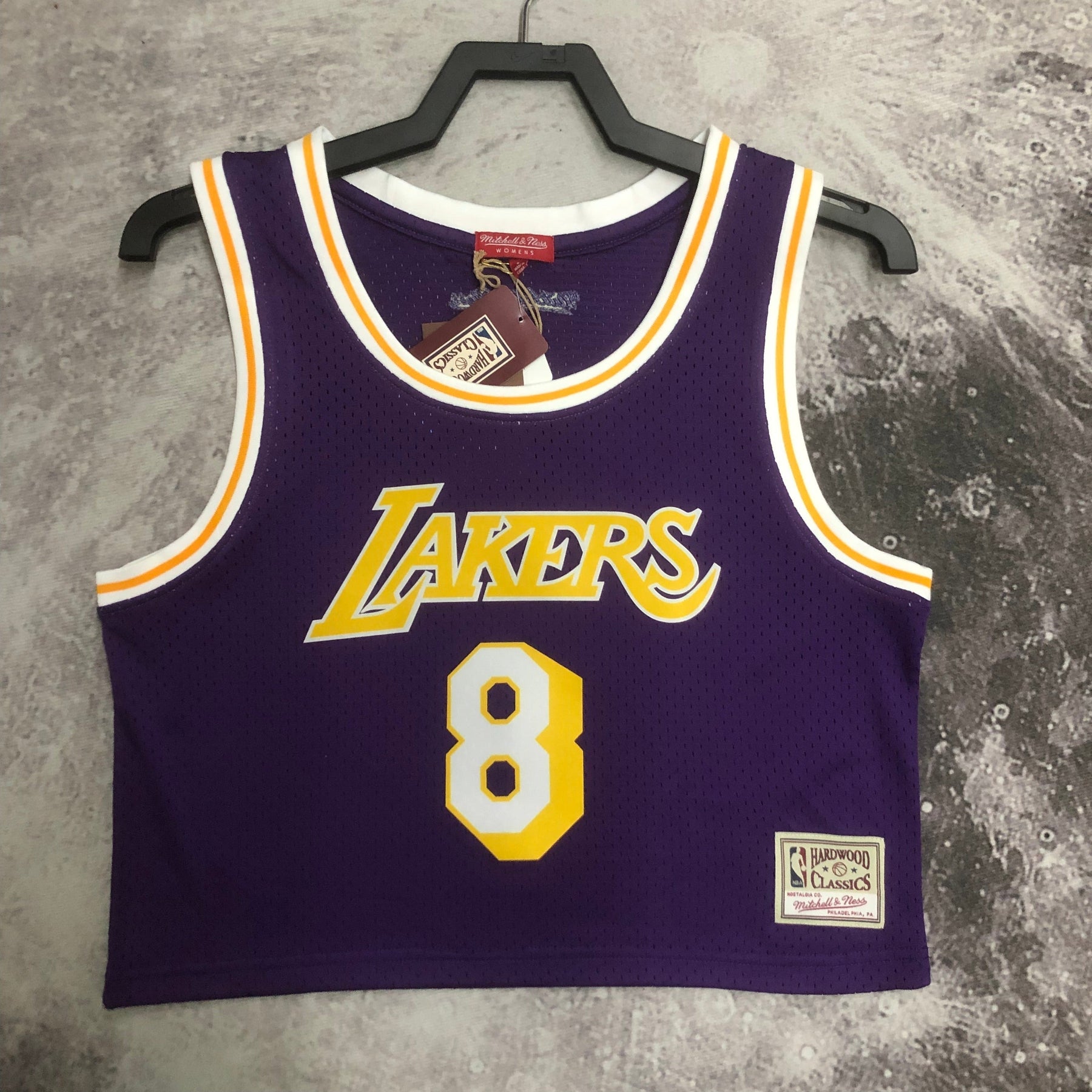 Regata Cropped Kobe Bryant Los Angeles Lakers Mitchell & Ness Hardwood Classics Roxa